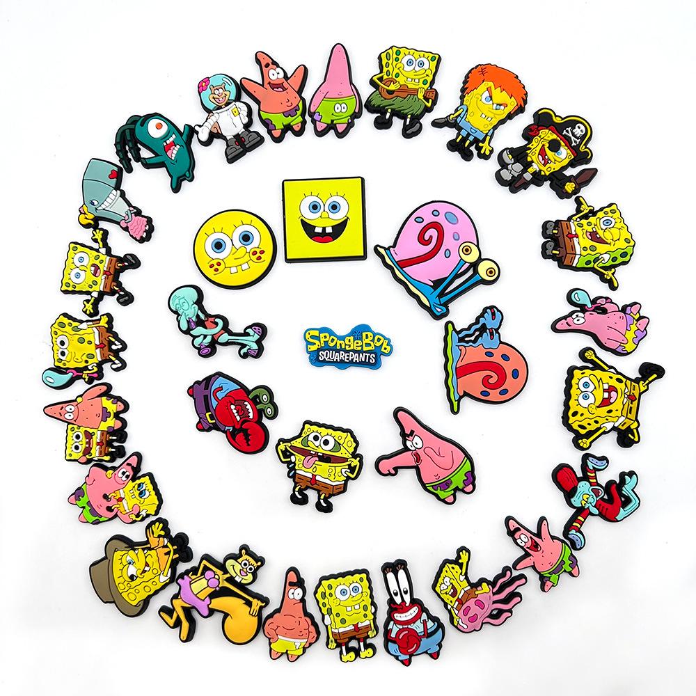 32 SpongeBob PVC Soft Rubber Shoe Buckles - Decorative Patches for Crocs