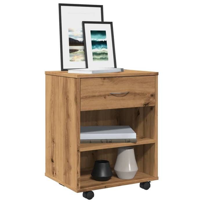 VidaXL Armoire roulante chêne artisanal 46x36x59 cm bois d'ingénierie, armoire, classeur mobile, meuble de bureau, armoire 856661