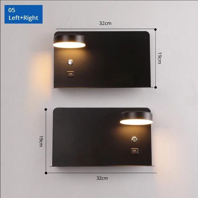 Lux Minimalist USB Touch LED Wall Lamp, Three-Color Dimmable, 12W, Bedroom Bedside Reading Light
