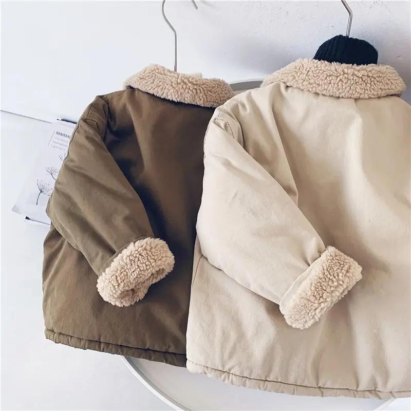 Jungen Verdickte Baumwolle Gefütterte Jacke Winter Neue Kinder Lamm Wolle Warme Mantel Koreanische Kinder Mädchen Schneeanzug Kleidung
