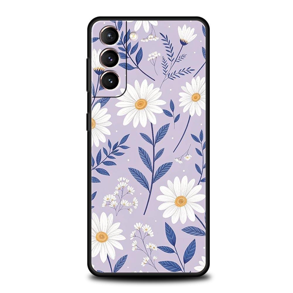 Phone Case For Samsung Galaxy S25 Edge S24 S23 S22 S21 Ultra S20 FE 5G S10 S10E S9 Plus Soft TPU Cover Stylish Flower Patterned