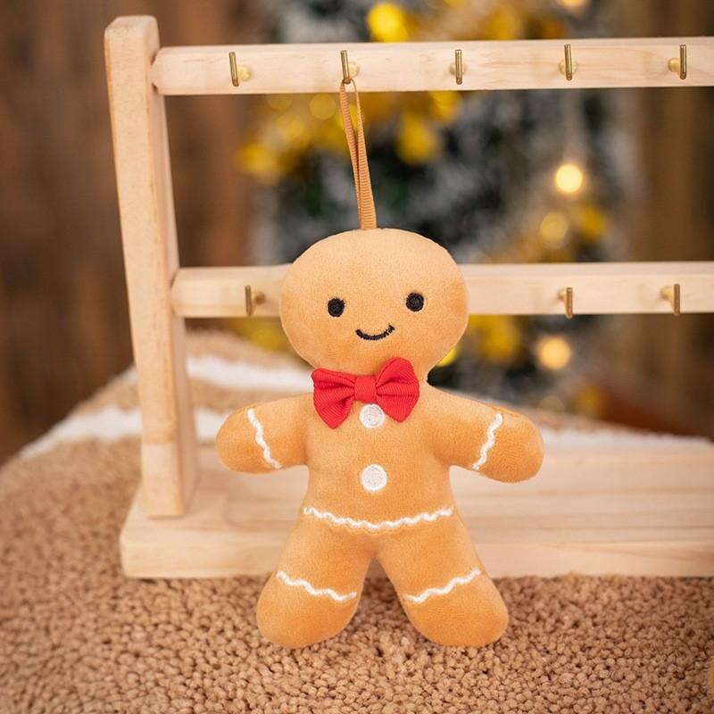 Christmas Man Gingerbread Pendant Plush Toy Doll Holiday Decor Keychain Couple