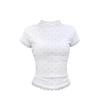 Splicing lace hem polka dot front shoulder crew neck short sleeve summer fresh age reduction versatile small top T-shirt ins