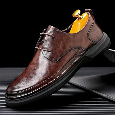 Scarpe Basse Uomo Classiche Nuove Scarpe Eleganti Leggere per Banchetto Scarpe Casual in Pelle Uomo Suola Spessa Marrone Consegna Gratuita