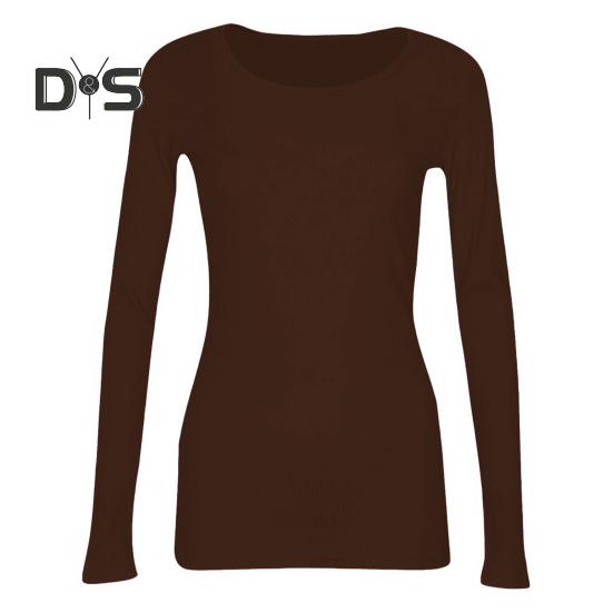 Pullover Tops Women Ribbed Long Sleeve Bottoming Top Regular Fit Lightweight Crew Neck Shirt Daily Wear