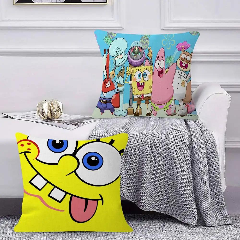 Cartoon Sponge And Bobs S-SquarePants Pillow Cushion Cover Pillowcase Living Room Sofa Home Decor Customized