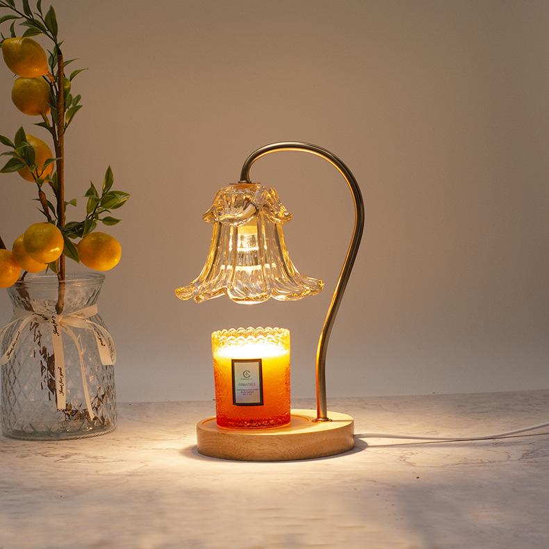 Luxury Glass Aroma Wax Melt Lamp - Fragrance Candle Light for Bedroom, Bedside Table, or Desk. Ideal Decorative Gift.