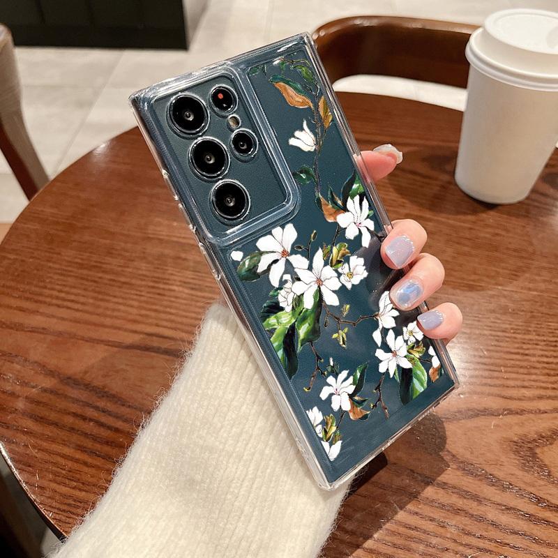 Color Flower Vines Phone Case For Samsung S24 Ultra A25 A35 A33 A55 5G S23 A54 A53 A52 S20FE S21 Plus Shockproof Clear Silicone Cover