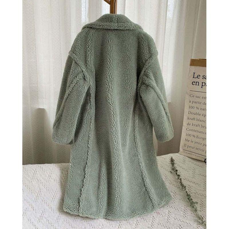 

Fleece Coat Fall and Winter Fashion Women s Fashion Mid-Length Fleece Coat Fur Integrated Faux Fur Coat Green Teddy Coat XXXL