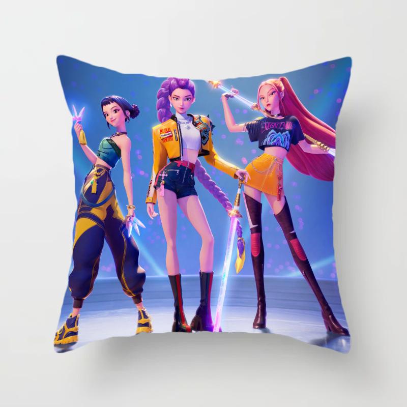 New K-Pop Demon Hunter Girl Group Animation Throw Pillow Peripheral Animation Printed Throw Pillow Game Chair Cushion Home Cushion