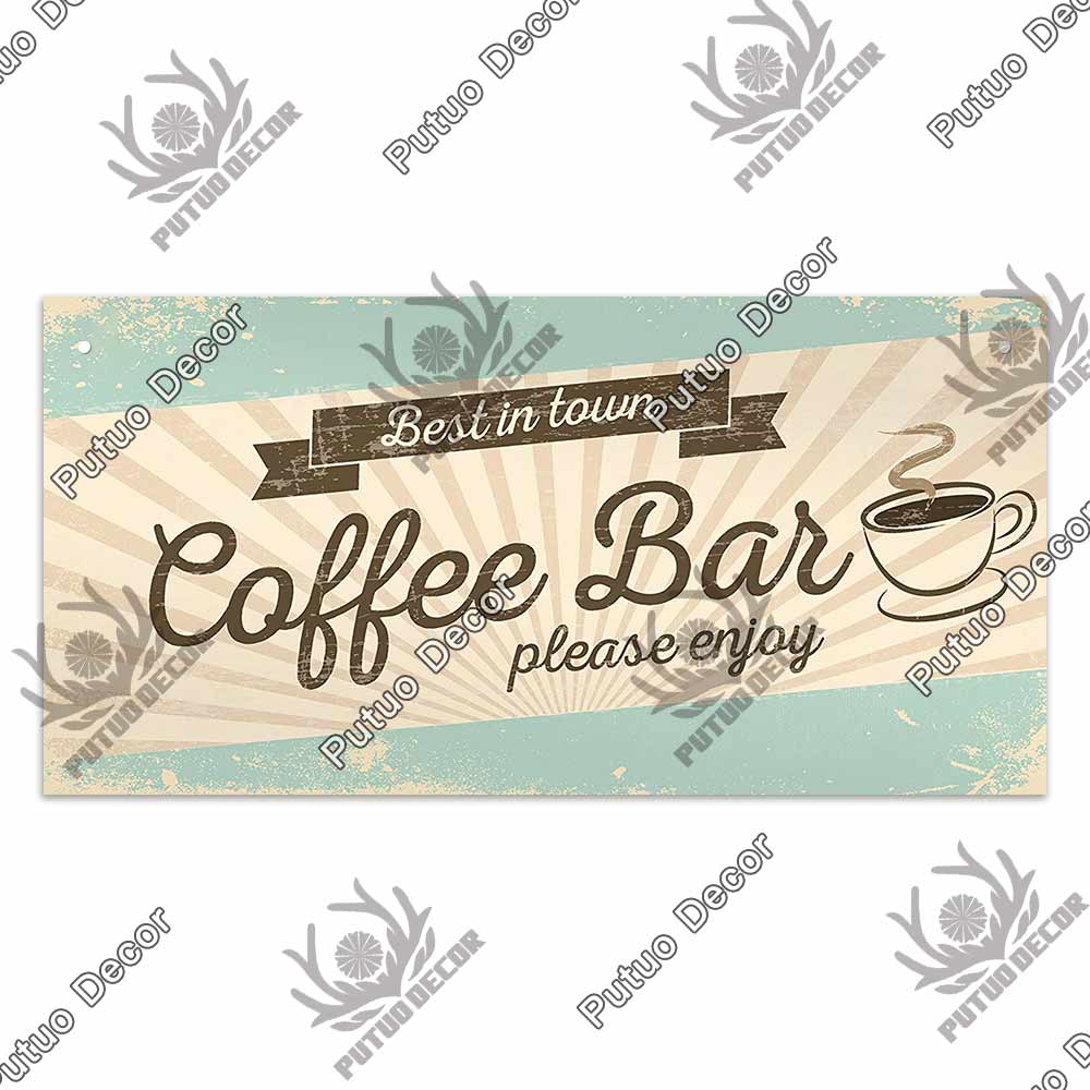 Coffee Metal Hanging Signs Decorative Plaques Door Aluminum Plaque In Home Decor Cafe Kitchen Hanging Home Decor