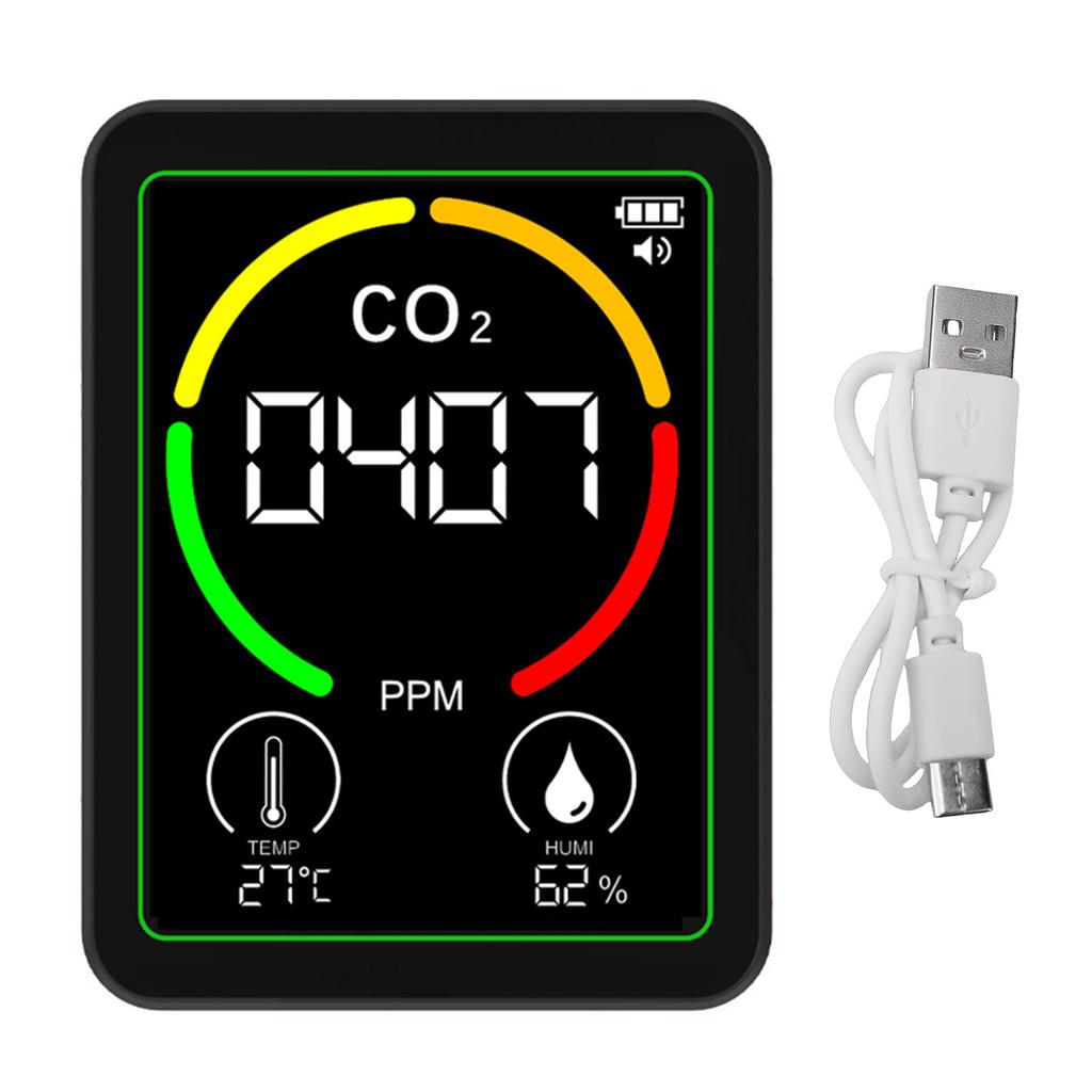 Air Quality Meter 3 in 1 CO2 Temperature Humidity Detector LCD Backlit Screen Indoor Air Quality Tester for Home Office