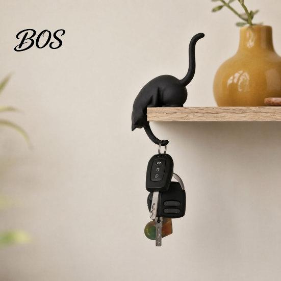 Home Decor For Cat Lovers 2Pcs 3D Printed Shaped Hook, Black And White Cute Key Hanger, Hook Decorative Ornaments for Lovers, Creative Wall