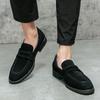 New Luxury Suede Leather Black Slip On Shoes Men Casual Penny Loafter Business Formal Dress Footwear Sapatos Tenis Masculino