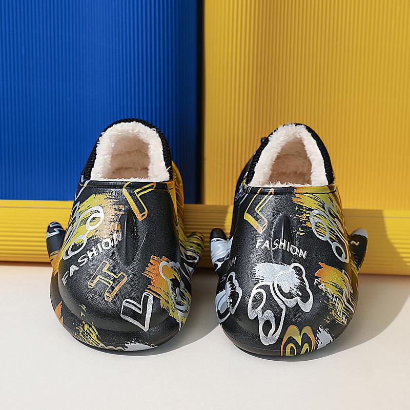 Zimní dětská nadměrná velikost Módní teplé bavlněné boty s tlustou podrážkou Pantofle pro domácí vnitřní a venkovní bavlněné pantofle 24-35
