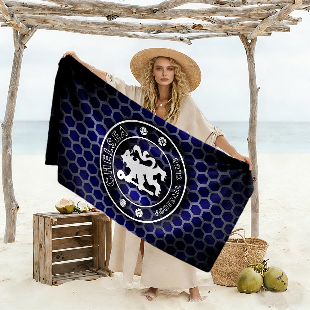 Asciugamano da Spiaggia Blu Chelsea Football Club Super Morbido Microfibra Tessuto Quickdry Confortevole Leggero Adatto per Nuoto, Palestra, Campeggio