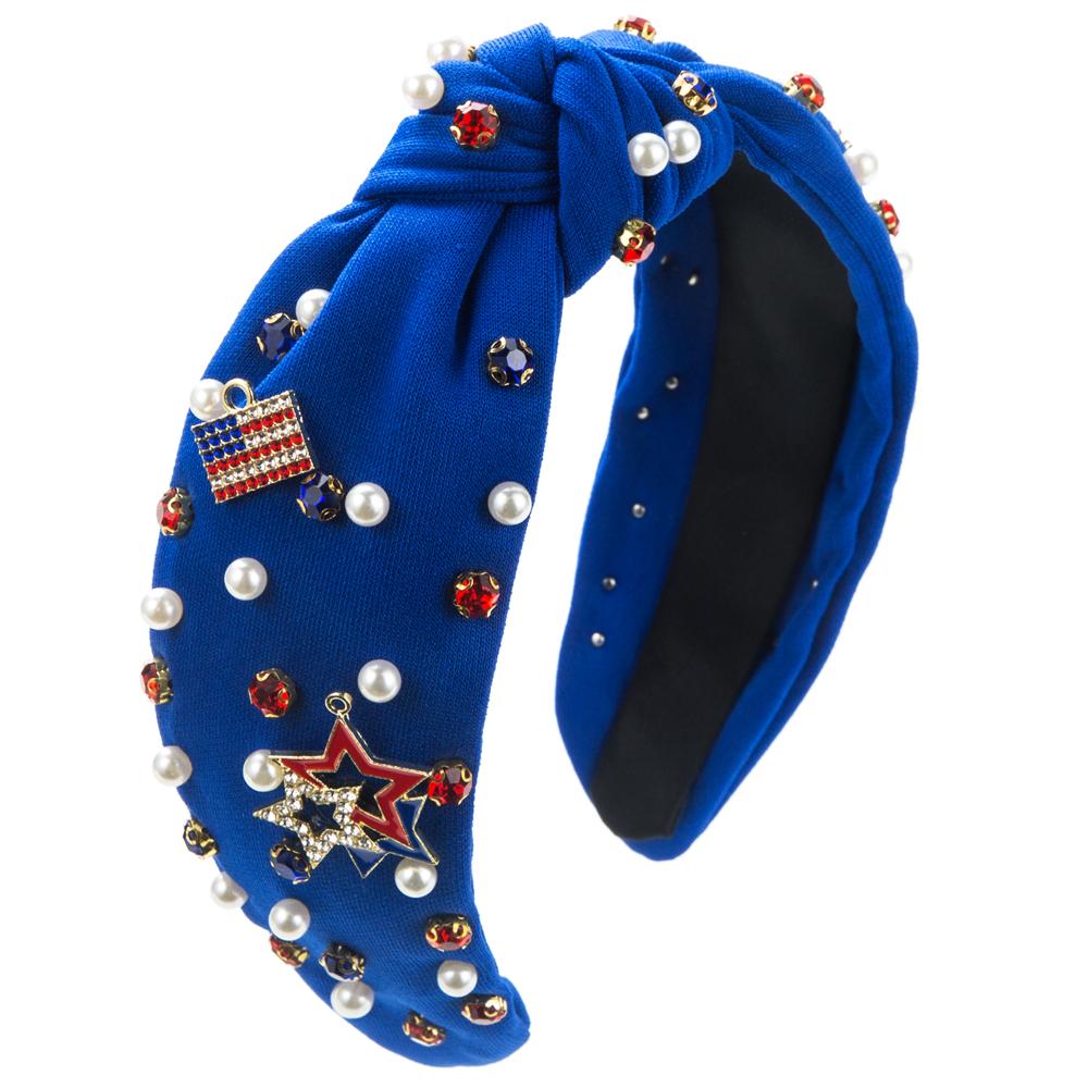 Hair Bands, Red, White, Blue Nail Beads, Diamonds, Oil Drops, National Flag Accessories, Festive Hair Accessories