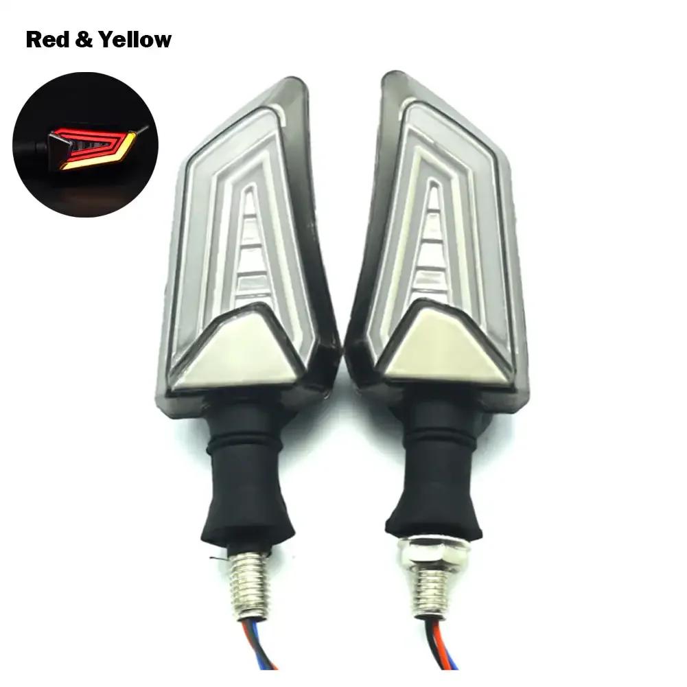 2Pcs LED Motorcycle Turn Signals Light Tail Flasher Flowing Water Blinker Motorcycle Flashing Lights IP68 Waterproof DC 12V