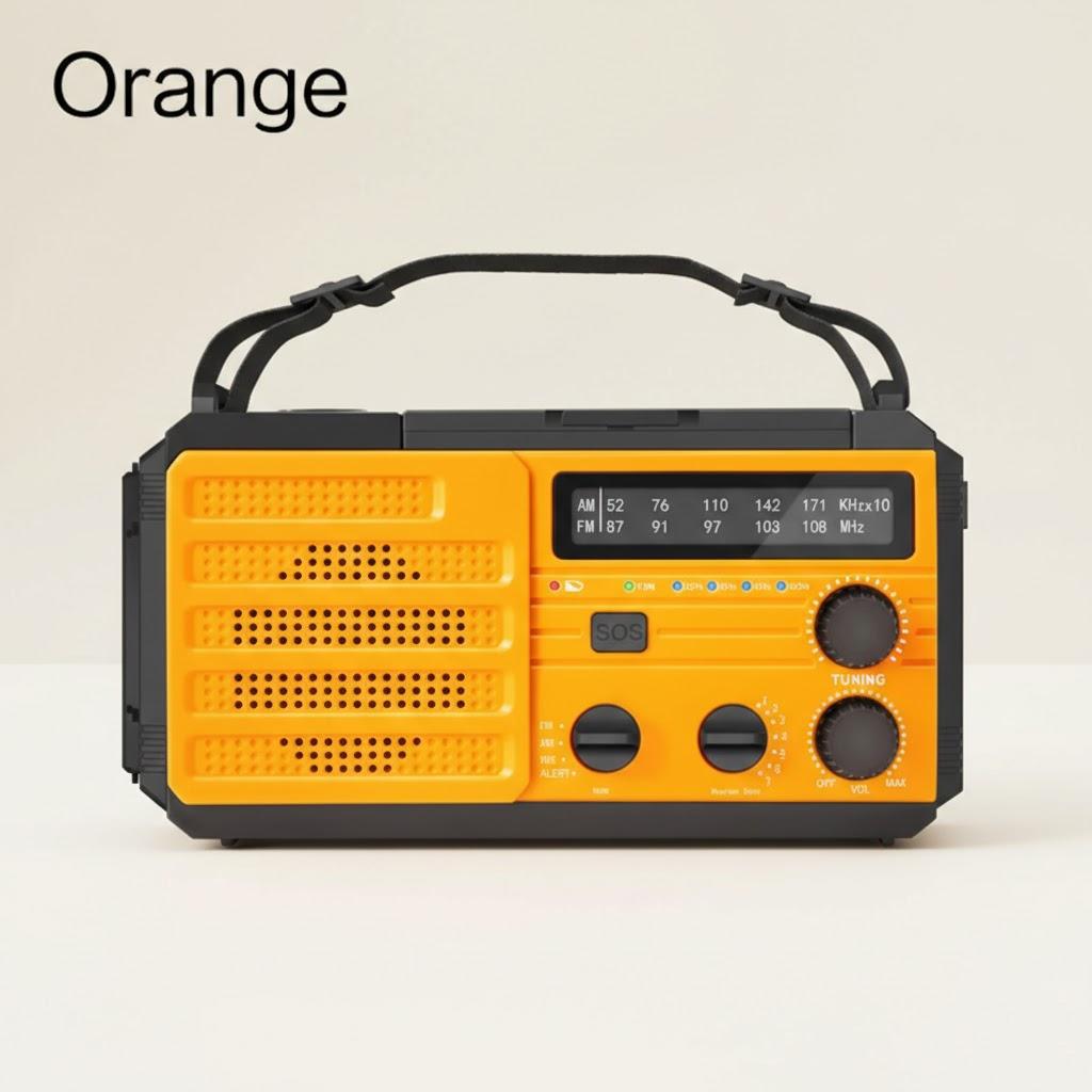 

Emergency Hand Crank Rechargeable Flashlight Solar Radio Multi-Function LED Reading Light Disaster Prevention Safety Gear помаранчевий
