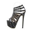 Sexy Women Sandals Pumps Party Wedding Shoes Fashion Rivet Decoration Open Toe Ankle Buckle Strap Platform High Heels Shoes