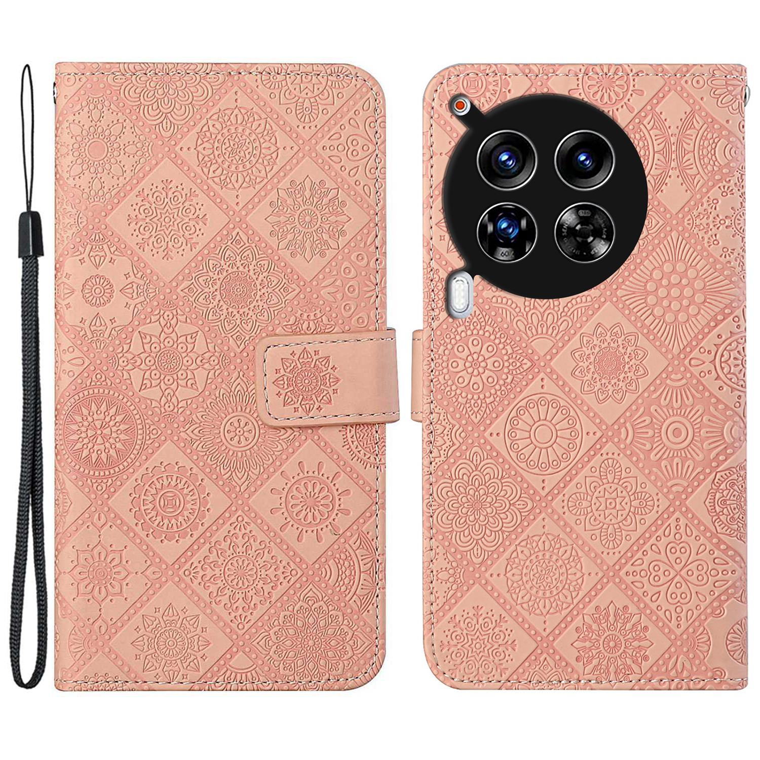 

For TECNO Camon 30 4G/30 5G Case Leather Case Ethnic Style Wallet Phone Cover with Strap D