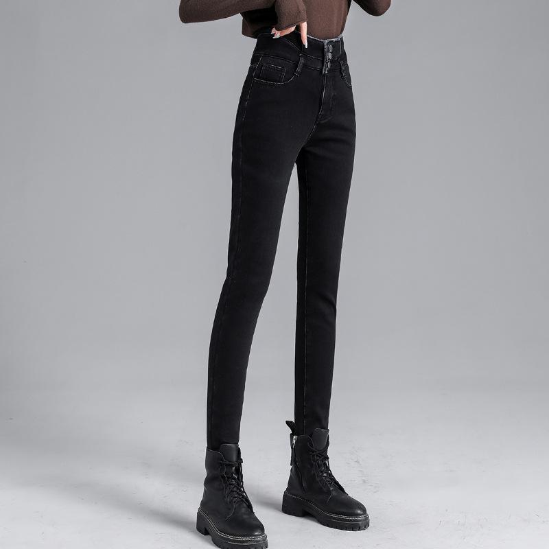 Women s Velvet-Lined High Waist Skinny Denim Pants - 2021 Winter Collection 25