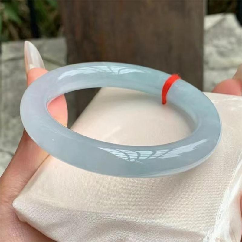 Myanmar Green Jadeite Bracelet: Ice Seed Blue Water with Floating Green and Grape Flesh Design for Women 57mm