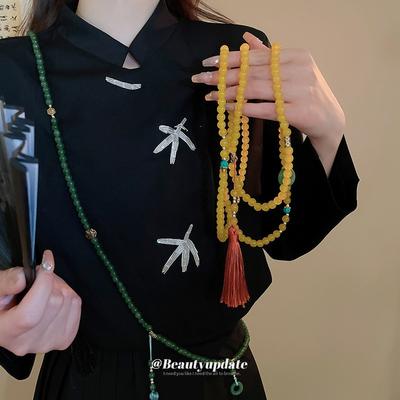 New Chinese-style Long Beaded Necklace, Guochao Retro One, Wear More Sweater Chains, Niche Ethnic Style, New Necklace Women