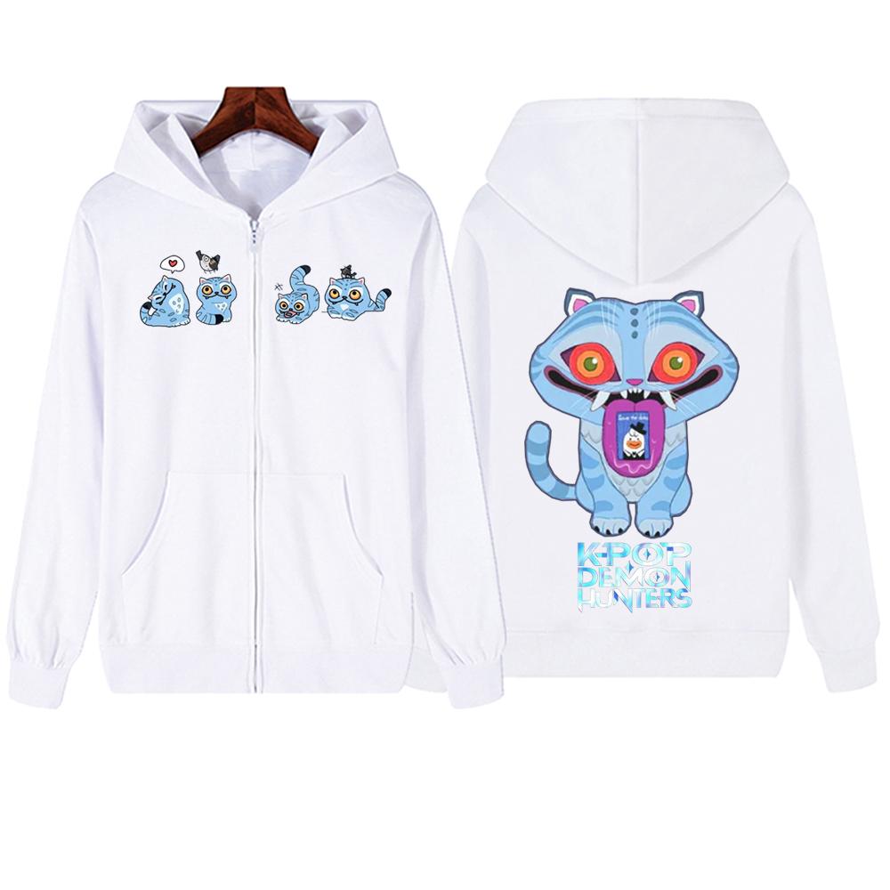 KPop Demon Hunters Tiger Zipper Hoodies Coats Harajuku Pullover Tops Streetwear Cartoon Sweatshirt Jacket Coats