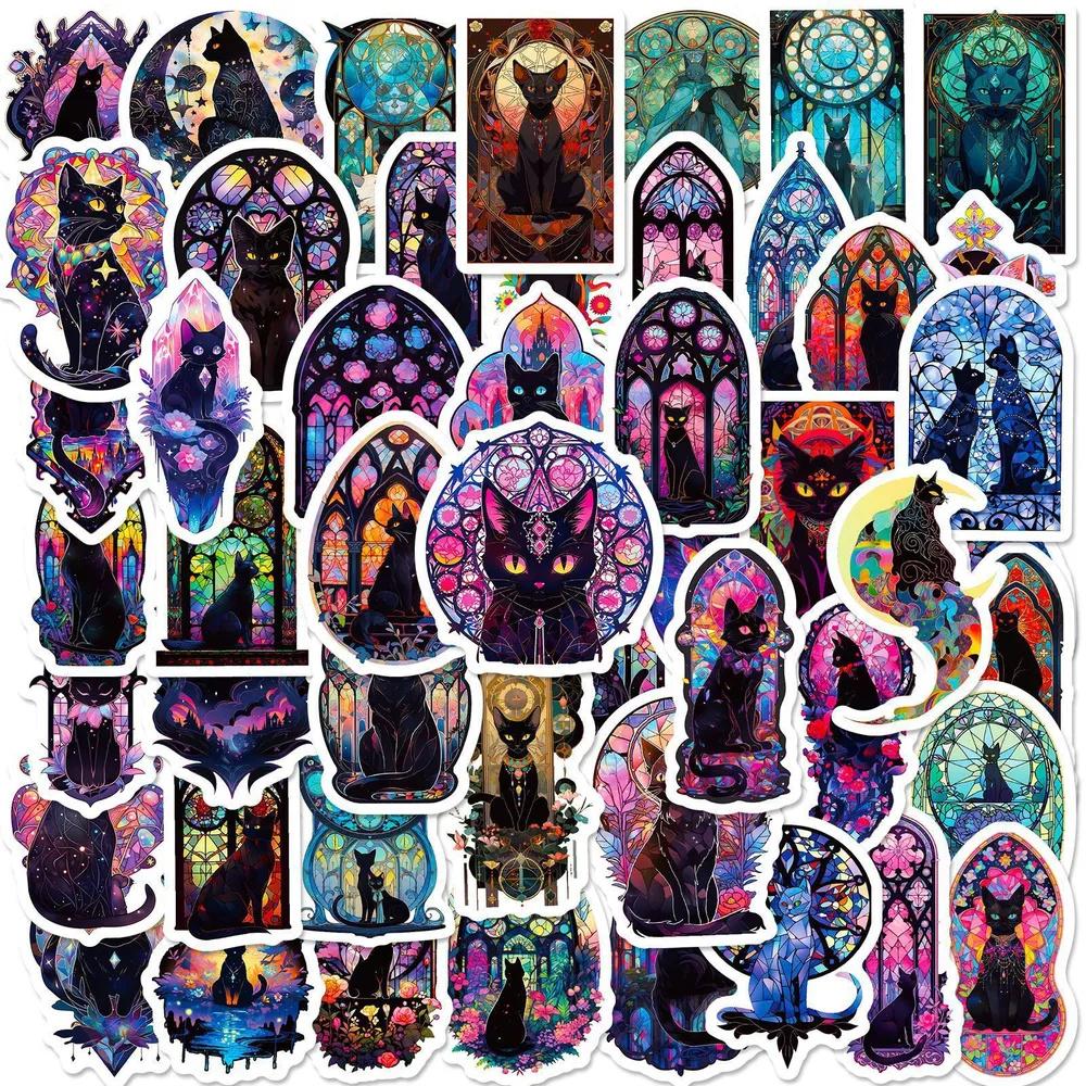 Gothic Black Cat Stickers Set DIY Decorative Decals for Laptops Notebooks Scrapbooks Water Bottles and More Unique Artistic Designs