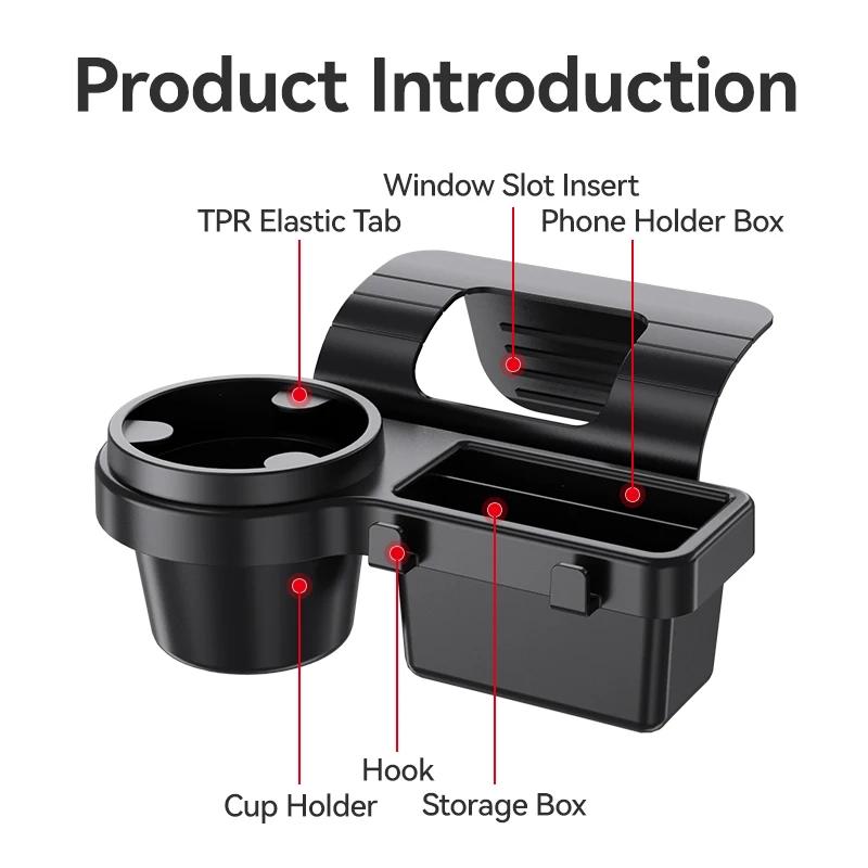 New  Car Organizer Box with Cup Holder Drink Holder Multifunctional Side Door Window Phone Slot Hanging Storage Rack for Vehicle