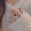 Elegant Retro Color Block Adjustable Ring for Women - Round Bead Trendy Index Finger Ring