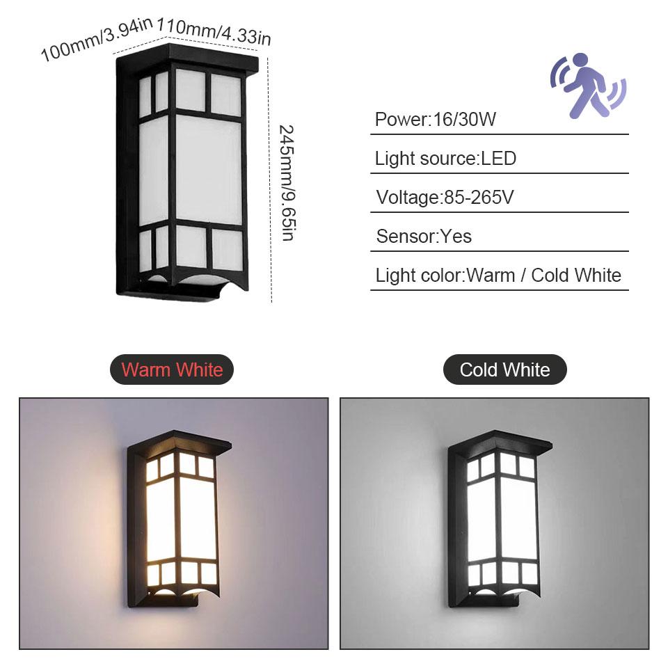 Wall Light Presence Sensor Lamp Waterproof AC85-265V Outdoor Lights LED Lights For Room Outdoor Garden Street Lamp Porch Balcony