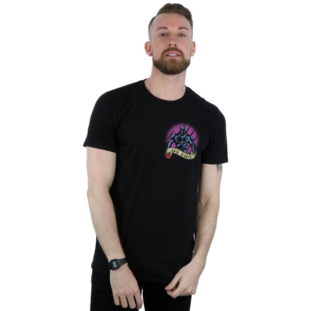 Marvel Mens Black Panther Tattoo Breast Print T-Shirt