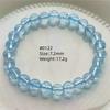 Natürlicher Blauer Topas Klare Runde Perlen Trendiges Unisex Armband Schmuck Party Geschenk 7mm 8mm AAAAAA