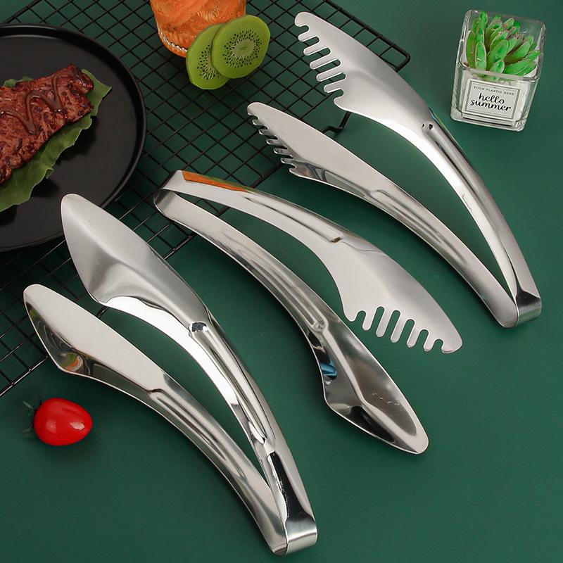 Grill Tongs Buffet Food Clip Stainless Steel Knife Shaped Food Clamp Thick Baked Bread Sandwich Clip with Double Toothed Clamp