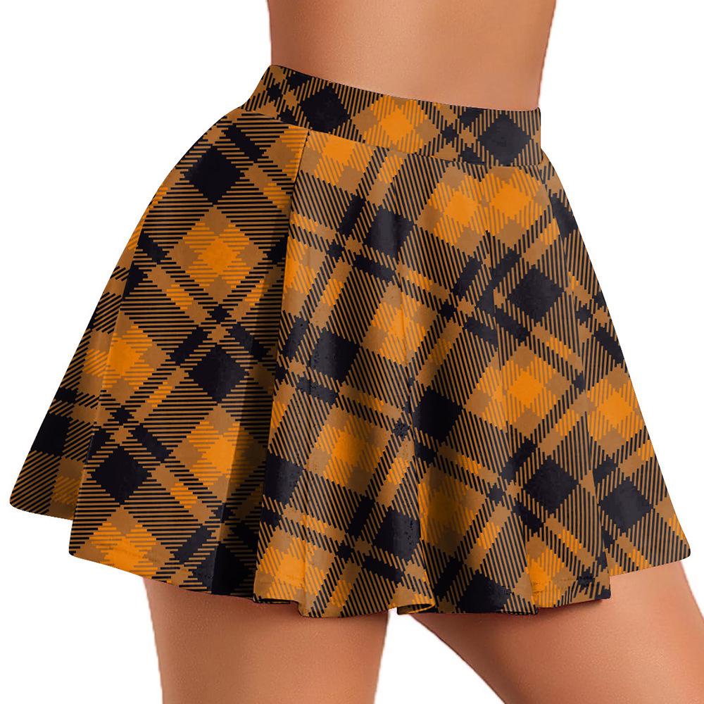 European & American Style Plaid Pleated Milk Silk Cheerleader Skirt