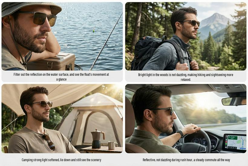 2026 Men's European & American Fashion Square Frame Polarized Sunglasses - Outdoor Driving & Sun Protection