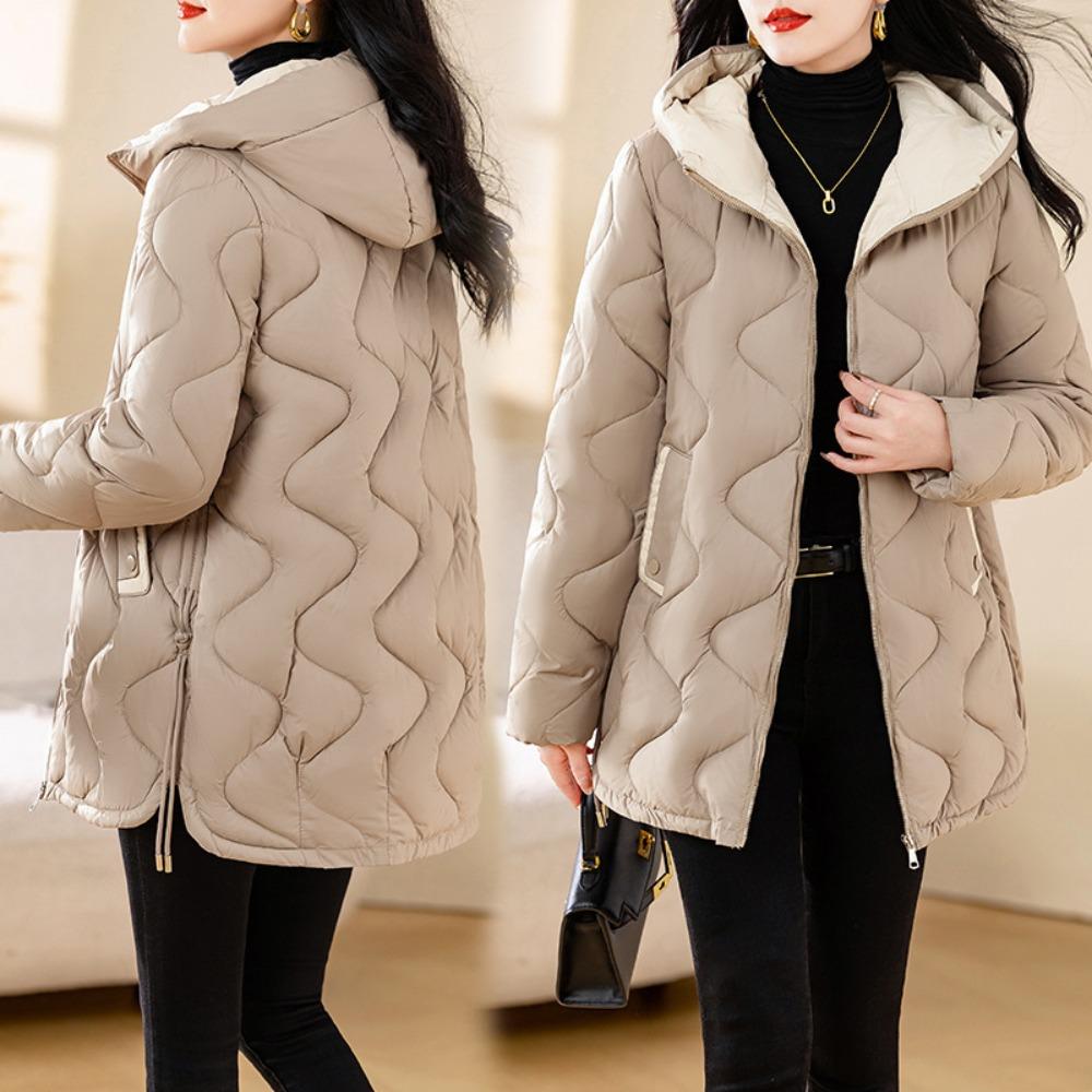 Medium and long rhombus collarless light down cotton clothes women's winter design sense niche small fragrant new cotton-padded coat