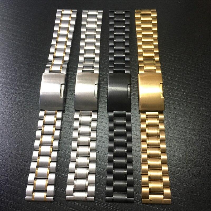 14mm 16mm 18mm 19mm 20mm 21mm 22mm 24mm 26mm Watchband Solid Stainless Steel Metal Bracelet Straps Wrist Band Belt Accessories