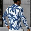 Men Plus Size Long Sleeve Quarter Zip Collared Polo Shirt Teal Printed