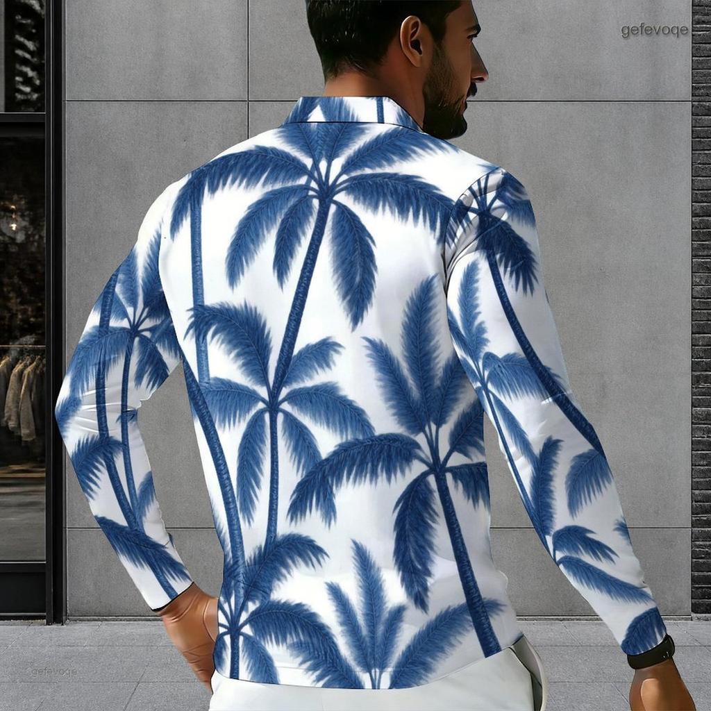 Men Plus Size Long Sleeve Quarter Zip Collared Polo Shirt Teal Printed