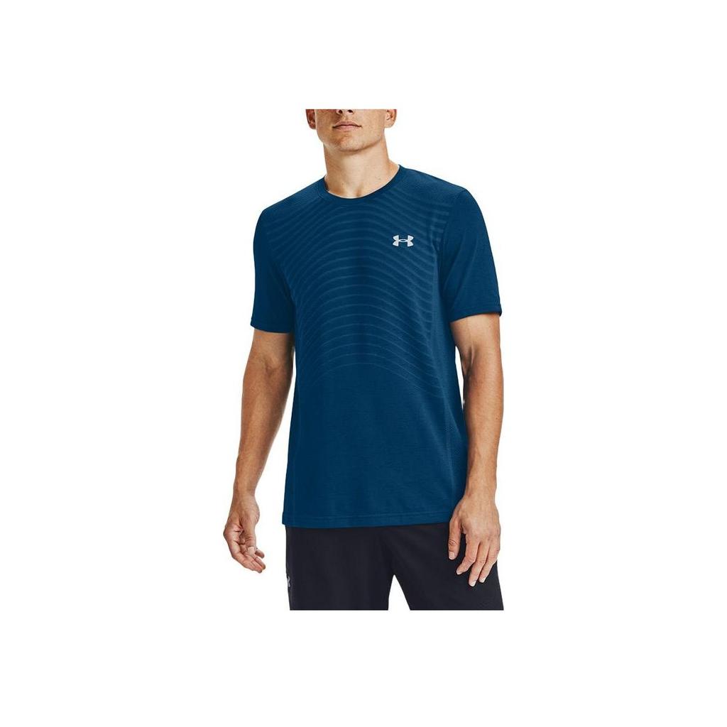 Under Armour Logo Solid Color Sports Running Casual Breathable Straight-Cut Round Neck Short Sleeve T-Shirt Men Tops Blue 1351450-581