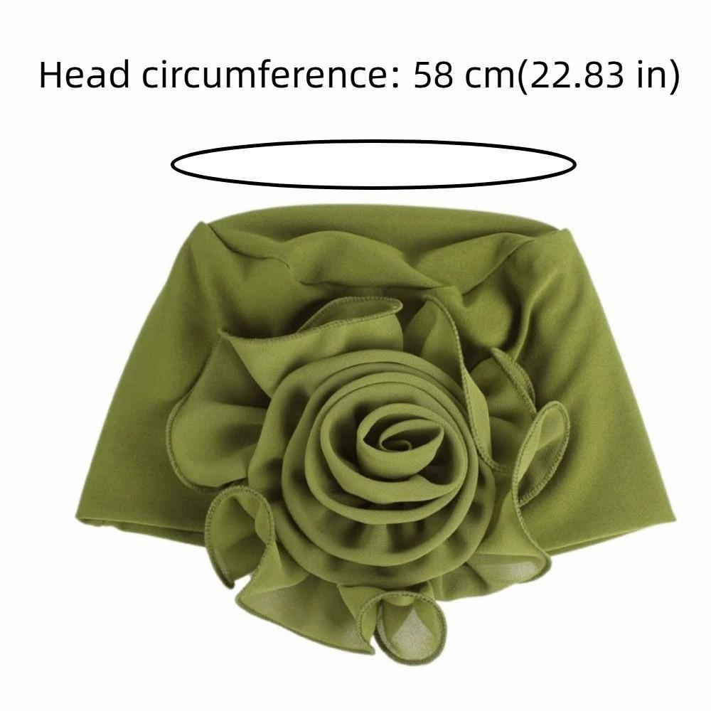 Big Flower Women's Turban Cap One Size Solid Color Side Flower Ramadan Hijab Breathable Comfortable Islamic Headscarf