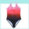 Stylish Women's Summer Halter One Piece Back Cross Swimsuit Bikini In Vibrant Gradient Plus Print