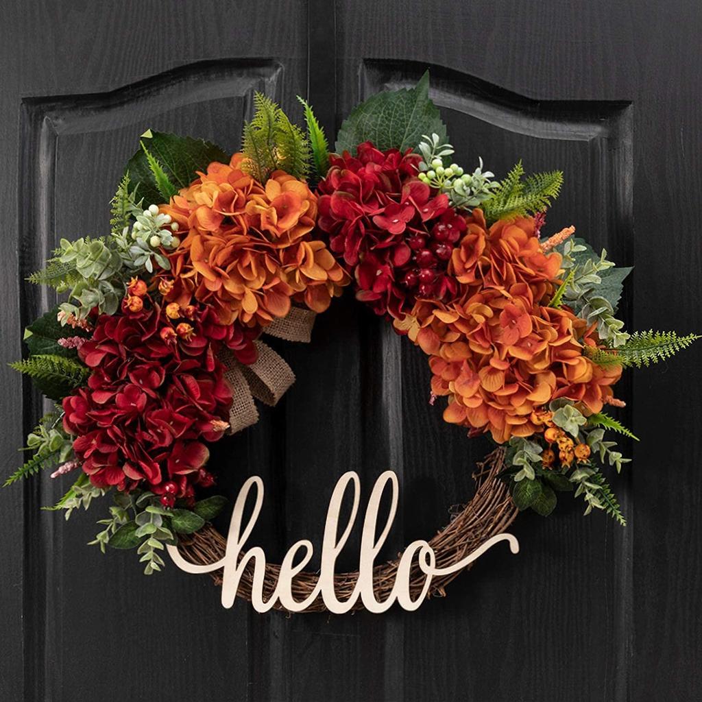 18 Inch Fall Wreath, Wreath For Front Door, Hydrangea Wreath, Autumn Wreath, Wreath For Thanksgiving Autumn Front Door Decoration