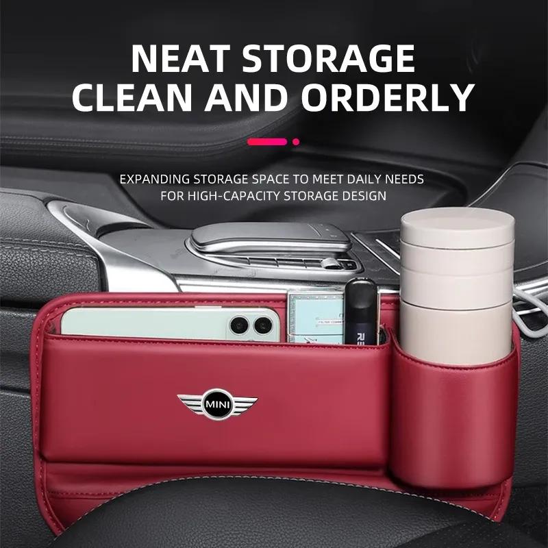 Car Seat Gap Crevice Storage Box Cup Holder For MINI Cooper JCW Countryman Clubman Cabrio Paceman Coupe Roadster Accessories