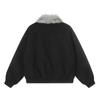 Giacca Imbottita Unisex Retro Punk in Cotone con Patch Frange in Pelle Scamosciata e Collo in Ecopelliccia Invernale Streetwear