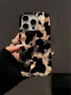 Vintage Aluminiumfolie Koe Patroon Telefoonhoesje voor Telefoon 17ProMax 13 14 15Pro 16ProMax Zacht Schokbestendig Volledige Dekking Vrouwen