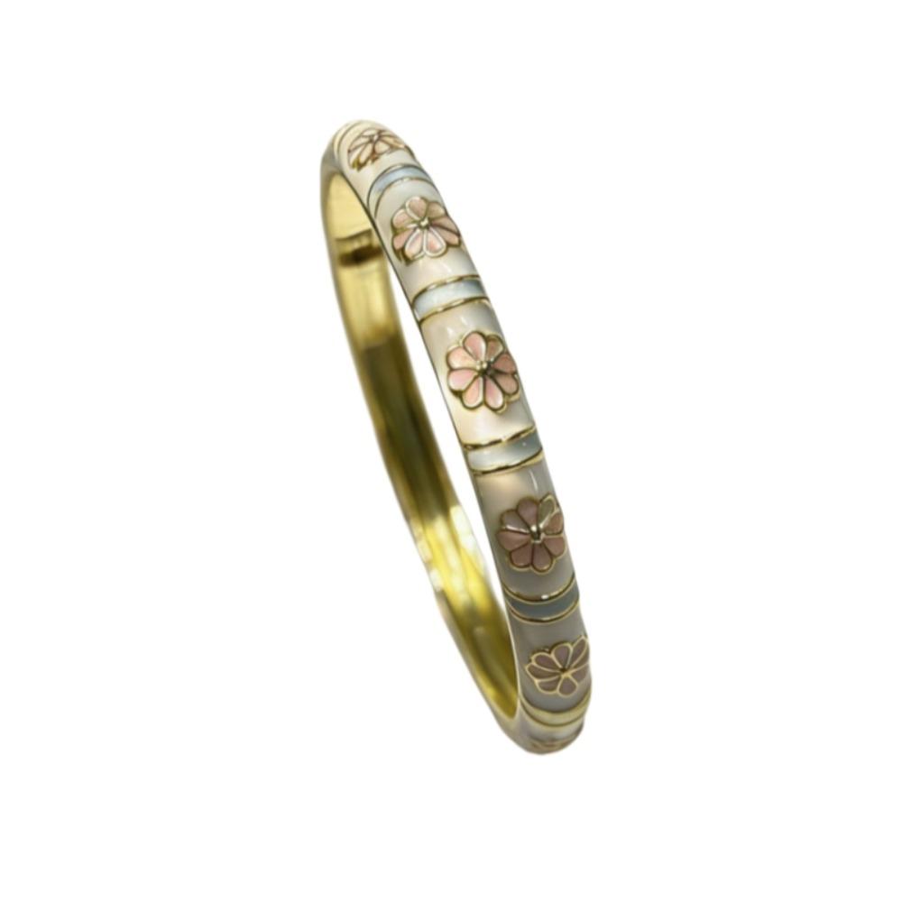 Traditional Vintage Cloisonne Bangle Colorful Women's Hand Bracelet Dainty Flower Bangle Ladies